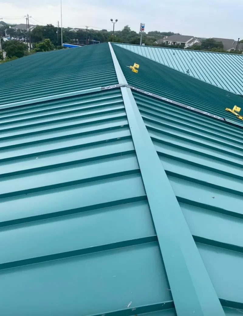 Green commercial metal roof ridge and valley for Metal Roof Repair in Fort Edward